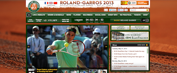 French Open 2013: offizielle Webseite (Screenshot)