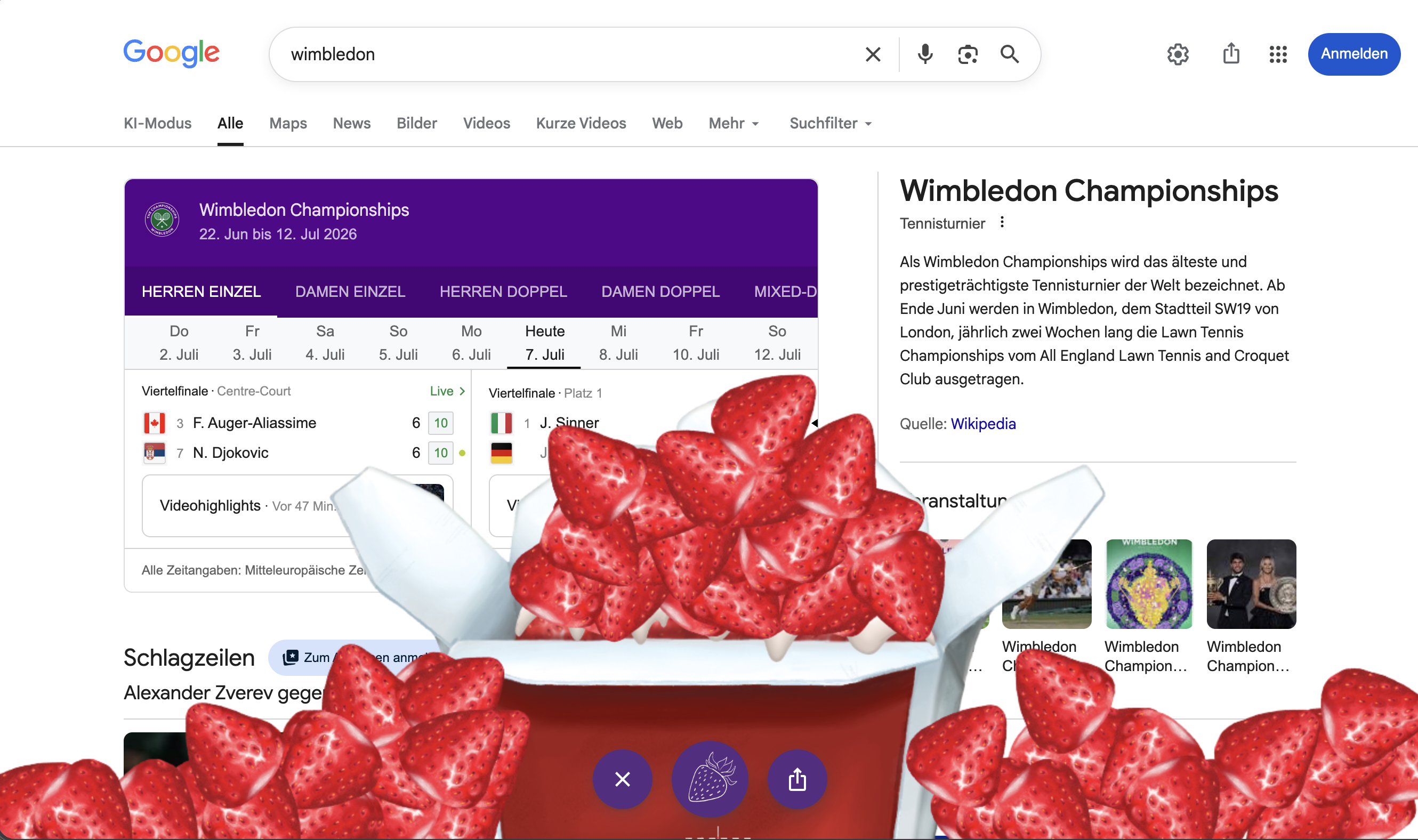 Wimbledon Easteregg bei Google